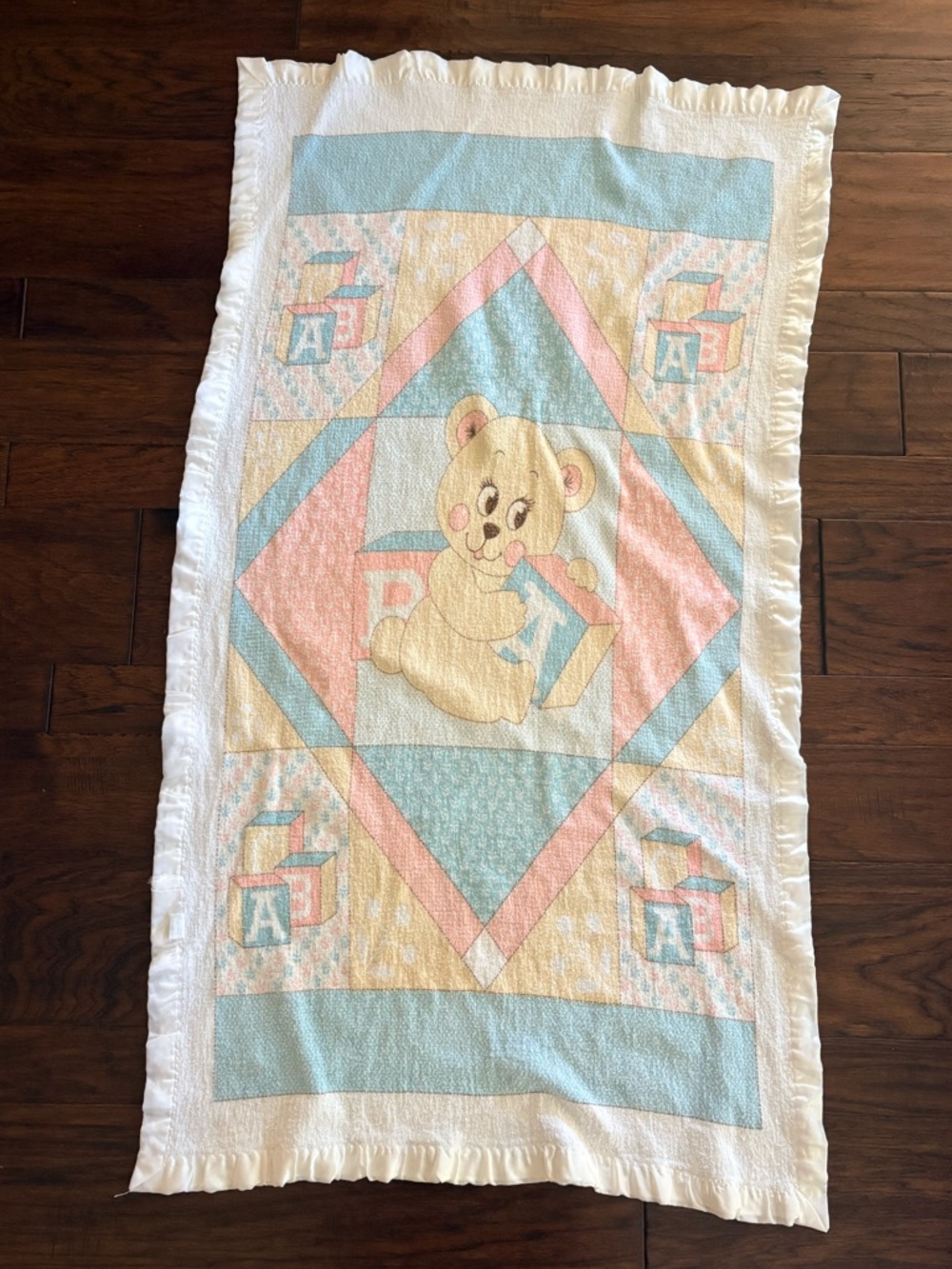 Riegel blanket 36x50 Baby nursery Blanket- satin trim- 100% cotton- Made in USA